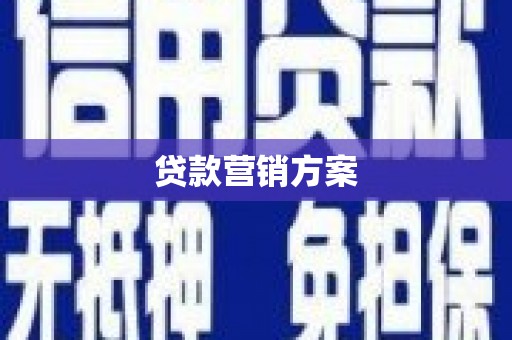 新店贷款营销方案