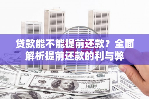 新店贷款能不能提前还款？全面解析提前还款的利与弊