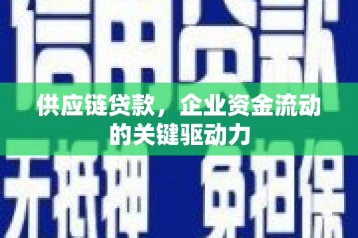 新店供应链贷款，企业资金流动的关键驱动力
