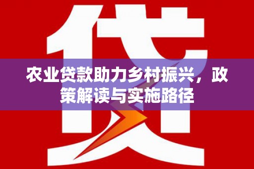 新店农业贷款助力乡村振兴，政策解读与实施路径