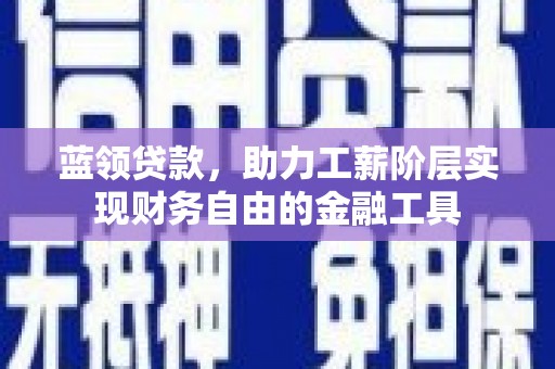新店蓝领贷款，助力工薪阶层实现财务自由的金融工具