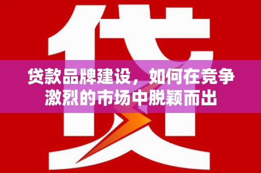 新店贷款品牌建设，如何在竞争激烈的市场中脱颖而出