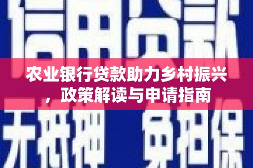 新店农业银行贷款助力乡村振兴，政策解读与申请指南