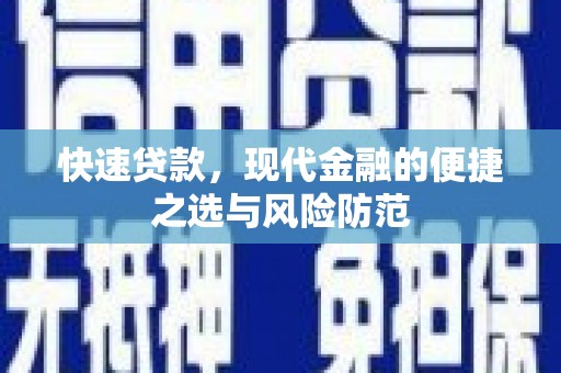 新店快速贷款，现代金融的便捷之选与风险防范