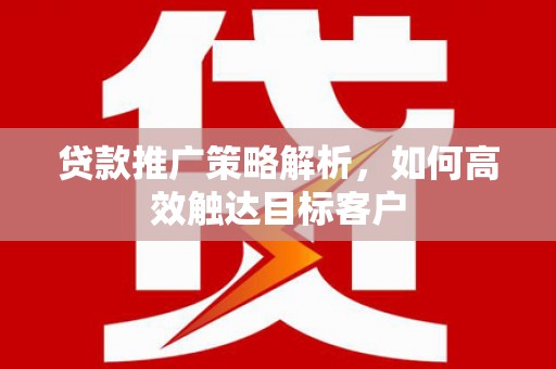 新店贷款推广策略解析，如何高效触达目标客户