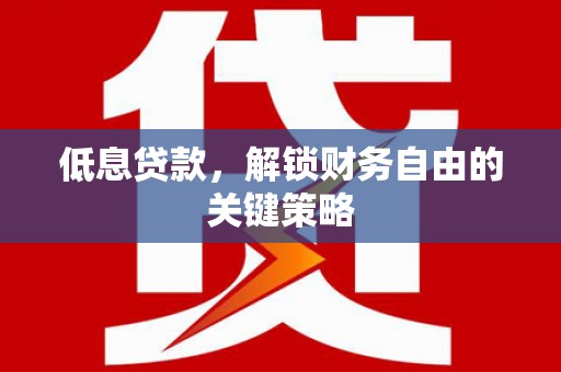 新店低息贷款，解锁财务自由的关键策略