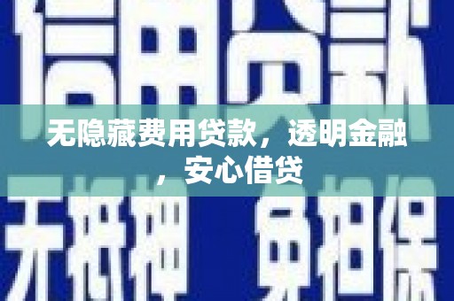 新店无隐藏费用贷款，透明金融，安心借贷