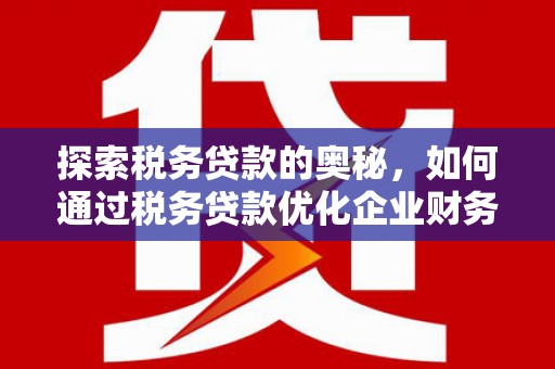 新店探索税务贷款的奥秘，如何通过税务贷款优化企业财务