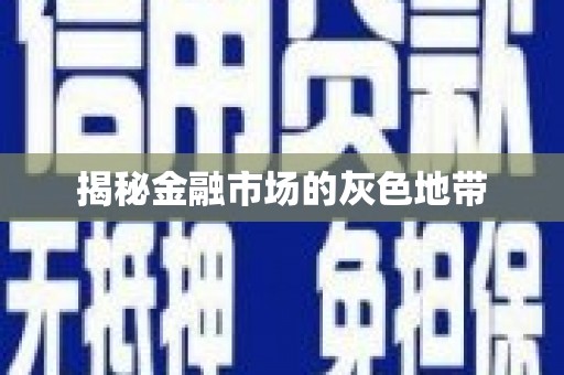 新店揭秘金融市场的灰色地带